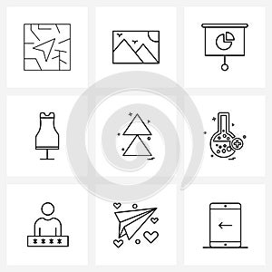 Isolated Symbols Set of 9 Simple Line Icons of arrows, arrow, graph, garments, cloths