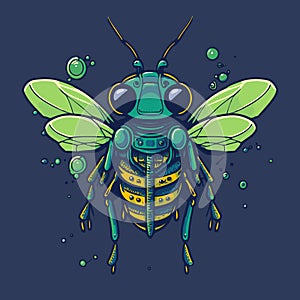 Robot Bee Bug Cartoon. Vector Art