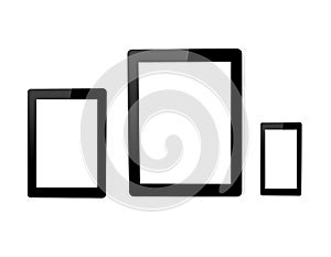 Isolated big tablet computer and mini and touch phone