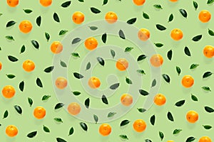 Isolated tangerine citrus collection background with leaves. Tangerines or mandarin orange fruits on green background. mandarine