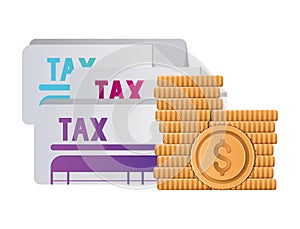 Isolated tax documents and coins vector design photo