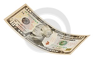 Isolated Ten Dollar Bill