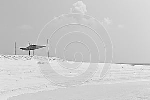 An isolated tent in a desert island Ari Atoll,Indian Ocean, Maldives