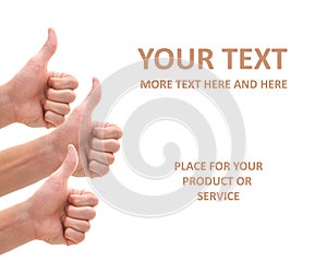 Isolated thumbs up on white
