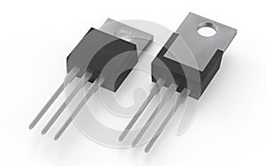 Isolated TO-220 MOSFET electronic package 3d illustration