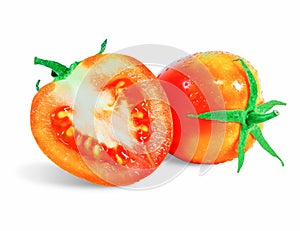 Isolated tomato on white background.