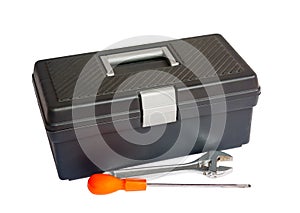 Isolated tools box, screwdriver and wrench