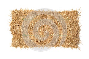 Isolated top view bale of straw