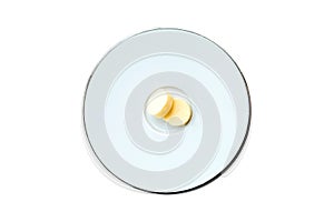 Isolated Top view of butters on circle shape white plate