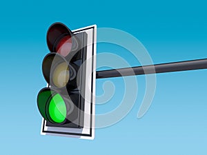 Isolated traffic light. 3D