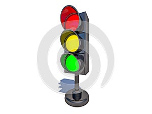 Isolated traffic light. 3D