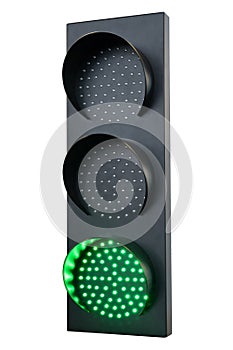 Isolated traffic light on green