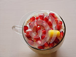 Isolated transparent cup with curd pudding