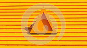 Isolated triangle orange painted shape on the yellow wooden roof