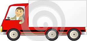 Isolated truck with man with space for text