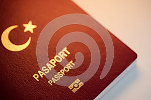 An isolated Turkish Passport in White Background