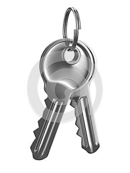 Isolated two keys on white background