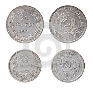 Isolated two USSR coins