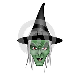 Isolated ugly witch face illustration