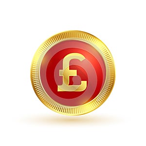 isolated UK currency pound gold coin in 3d style