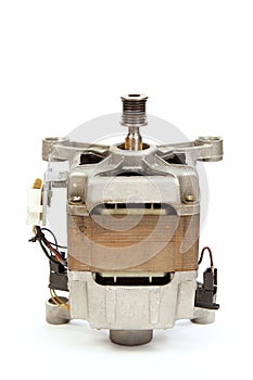 Isolated unit of washing machine electric engine on background