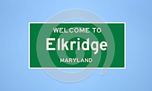 Elkridge, Maryland city limit sign. Town sign from the USA. photo