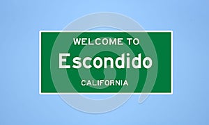 Escondido, California city limit sign. Town sign from the USA. photo