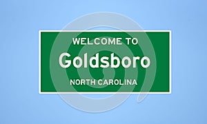 Goldsboro, North Carolina city limit sign. Town sign from the USA. photo