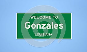 Gonzales, Louisiana city limit sign. Town sign from the USA. photo