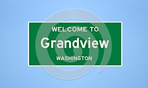 Grandview, Washington city limit sign. Town sign from the USA. photo