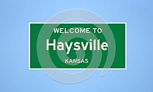 Haysville, Kansas city limit sign. Town sign from the USA.