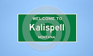 Kalispell, Montana city limit sign. Town sign from the USA. photo