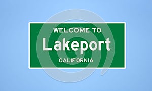 Lakeport, California city limit sign. Town sign from the USA.