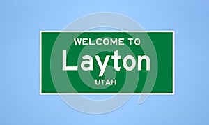 Layton, Utah city limit sign. Town sign from the USA. photo