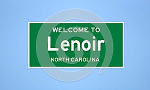 Lenoir, North Carolina city limit sign. Town sign from the USA. photo