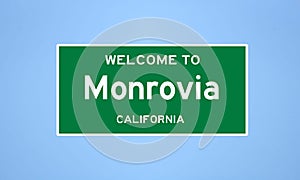Monrovia, California city limit sign. Town sign from the USA. photo