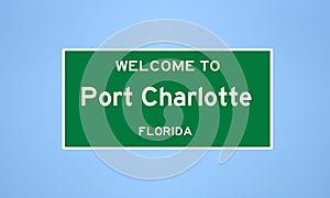 Port Charlotte, Florida city limit sign. Town sign from the USA photo