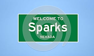 Sparks, Nevada city limit sign. Town sign from the USA. photo