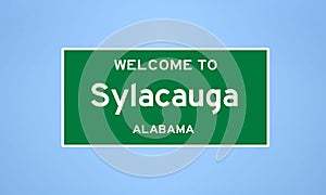 Sylacauga, Alabama city limit sign. Town sign from the USA. photo