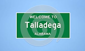 Talladega, Alabama city limit sign. Town sign from the USA. photo
