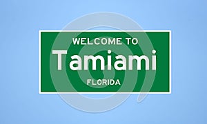 Tamiami, Florida city limit sign. Town sign from the USA.