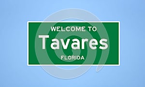 Tavares, Florida city limit sign. Town sign from the USA. photo
