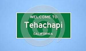 Tehachapi, California city limit sign. Town sign from the USA. photo