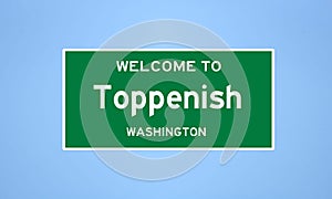 Toppenish, Washington city limit sign. Town sign from the USA. photo