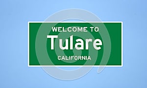 Tulare, California city limit sign. Town sign from the USA. photo