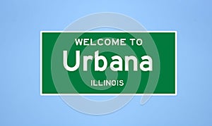 Urbana, Illinois city limit sign. Town sign from the USA.