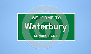 Waterbury, Connecticut city limit sign. Town sign from the USA. photo