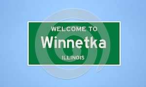 Winnetka, Illinois city limit sign. Town sign from the USA.