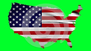 Isolated USA map flag texture background over green chroma