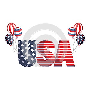 Isolated usa text with balloons vector design